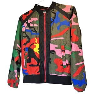 Blackjack 1999 USA Windbreaker Retro 90s Jacket Pullover Full Zip Size M Camo